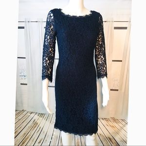 DVF Navy Blue Zarita Lace Dress